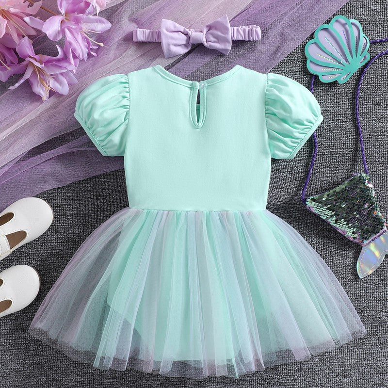 Infant Baby Girl Jumpsuit Dress Little Girl Princess Romper Dress With Headbands Kids Clothes Size 70-80-90-100