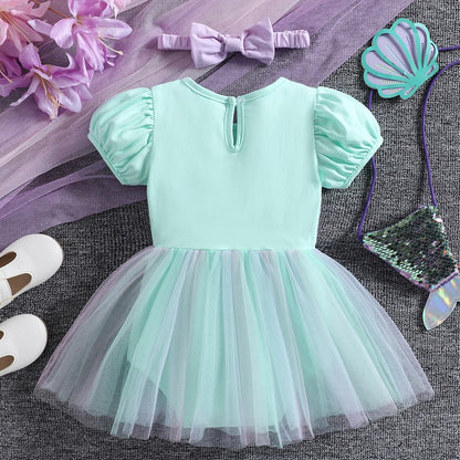 Infant Baby Girl Jumpsuit Dress Little Girl Princess Romper Dress With Headbands Kids Clothes Size 70-80-90-100