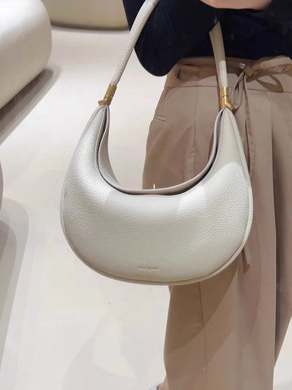 Songmont Crescent Bag Genuine Leather Mini For Women Sweet Style Magnetic Closure casual versatile pine crescent bag