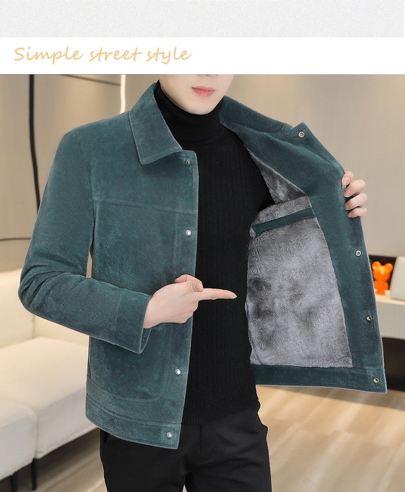 2022 Winter Wool Blends Jacket Plush Velvet and Short Thicken Trench Coat Casual Business Woolen Overcoat Social Men Clothing
