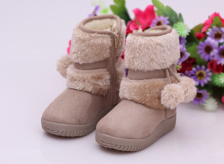 New Girls Snow Boots Winter Comfortable Thick Warm Kids Boots Lobbing Ball Thick Children Autumn Cute Boys Boots Princess Shoes