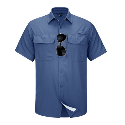 MAGCOMSEN Mesh Breathable Shirt Men's Quick Dry Button Short Sleeves UPF 50+ Sun Protection Hiking Fishing Work Cargo Shirts