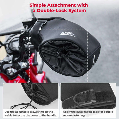 Luvas de guidão KEMIMOTO Luvas de mão para motocicleta Inverno Corta-vento Impermeável Lavável para Scooter ATV Snowmobile
