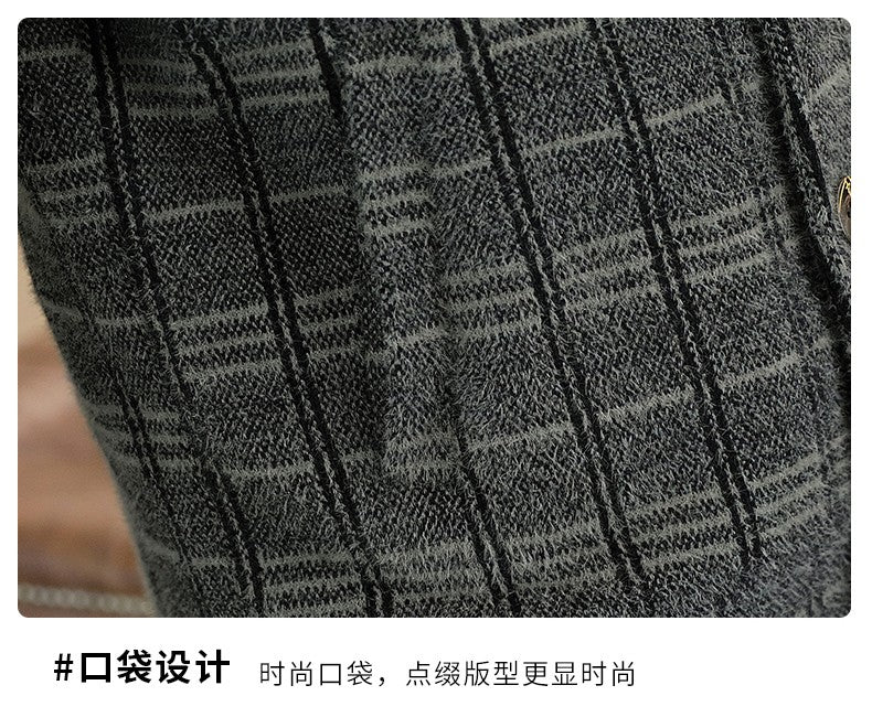 2023 Winter Plaid Woolen Jackets Men Fashion Slim Fit Thickened and Warm Trench Coat Casual Business Streetwear Overcoat M-4XL