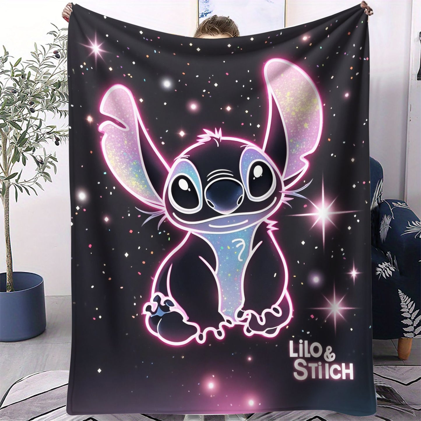 Disney Dream Stitch Print Blanket Multifunctional Flannel Blanket Birthday Gift for Home Outdoor Travel Camping Nap Cover