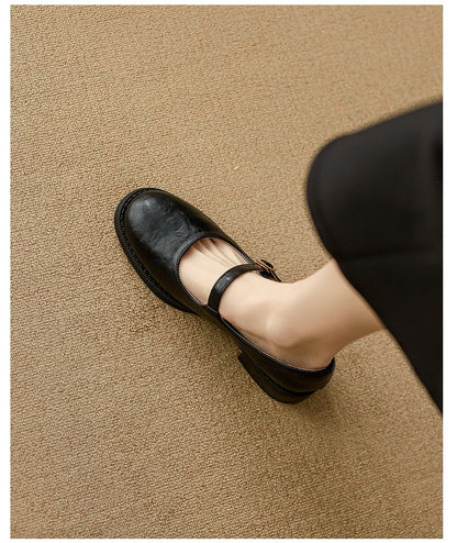 Mary Janes Women's Shoes Round Toe Flats Spring and Autumn New Fashion Buckle Strap Shallow Mouth Low Heels Loafers Women Flats