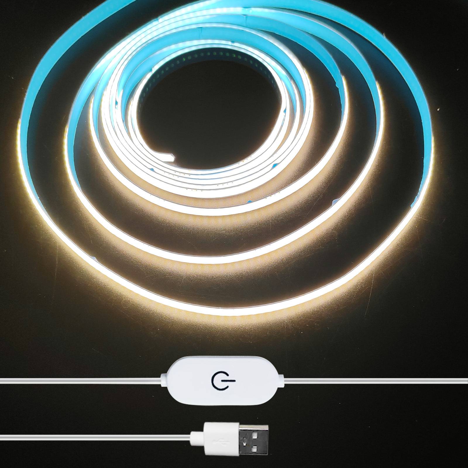 5V USB COB LED Light Strip Linear Touch Dimmable Flexible Diode Tape Home Christmas Lights TV Mirror Backlight Room Decoration