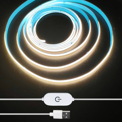 5V USB COB LED Light Strip Linear Touch Dimmable Flexible Diode Tape Home Christmas Lights TV Mirror Backlight Room Decoration