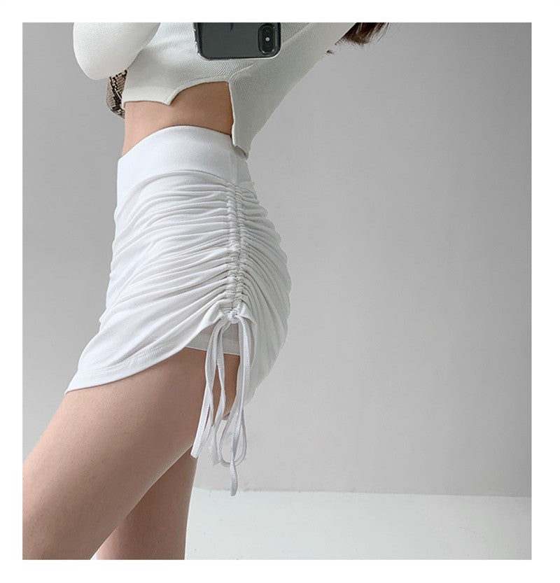 Sexy Bandage Summer Skirts Women Black High Waist Elastic Mini Skirt With shorts Hot Club A Line Slim Bodycon Skirts for Women