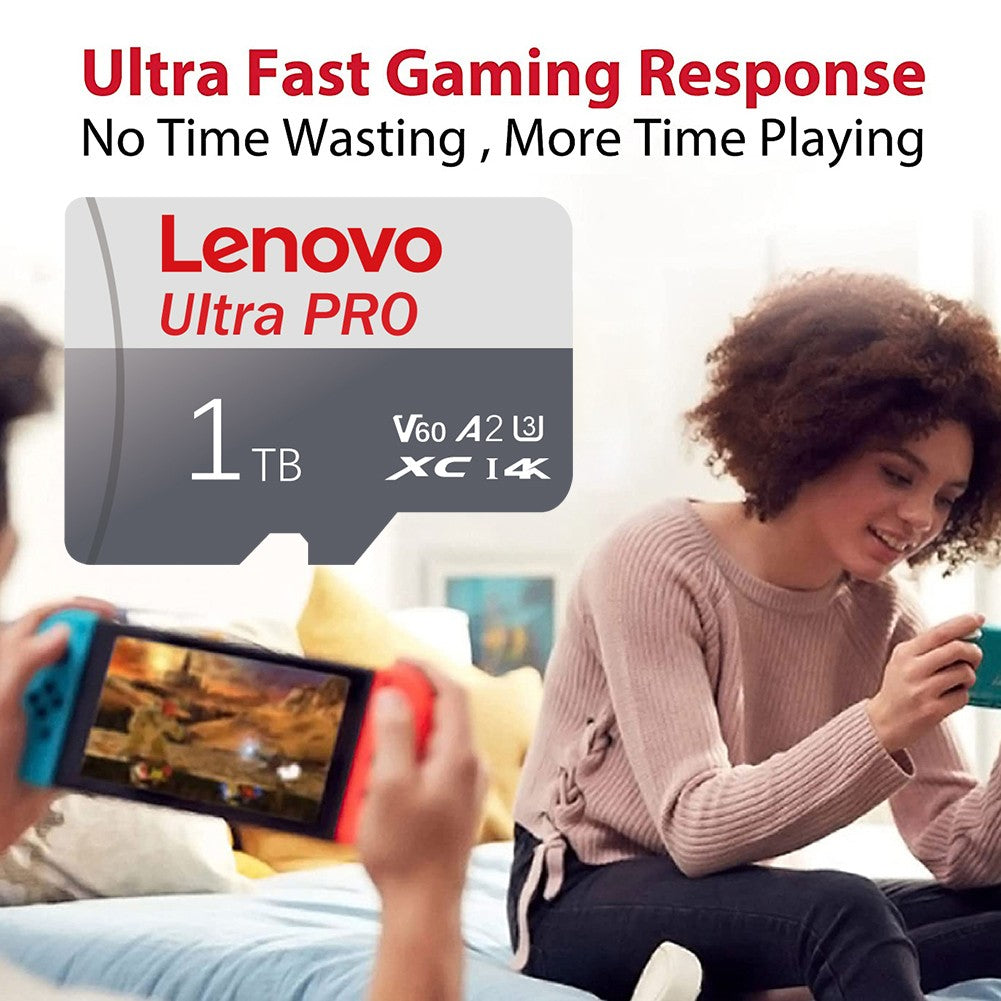 Cartão de Memória Lenovo 1TB Cartão SD 128GB Classe 10 Cartão TF 4K Cartão SD 1TB Cartão Micro TF SD de Alta Velocidade 512G 256GB para Celular Nintendo