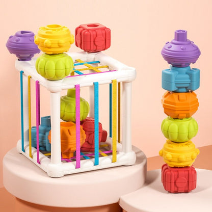 Atividade Sensorial de Empilhar Cubos Geométricos Jogo de Treinamento de Habilidades Motoras Finas e Dedos Brinquedos Educacionais Precoces Para Bebês Presente