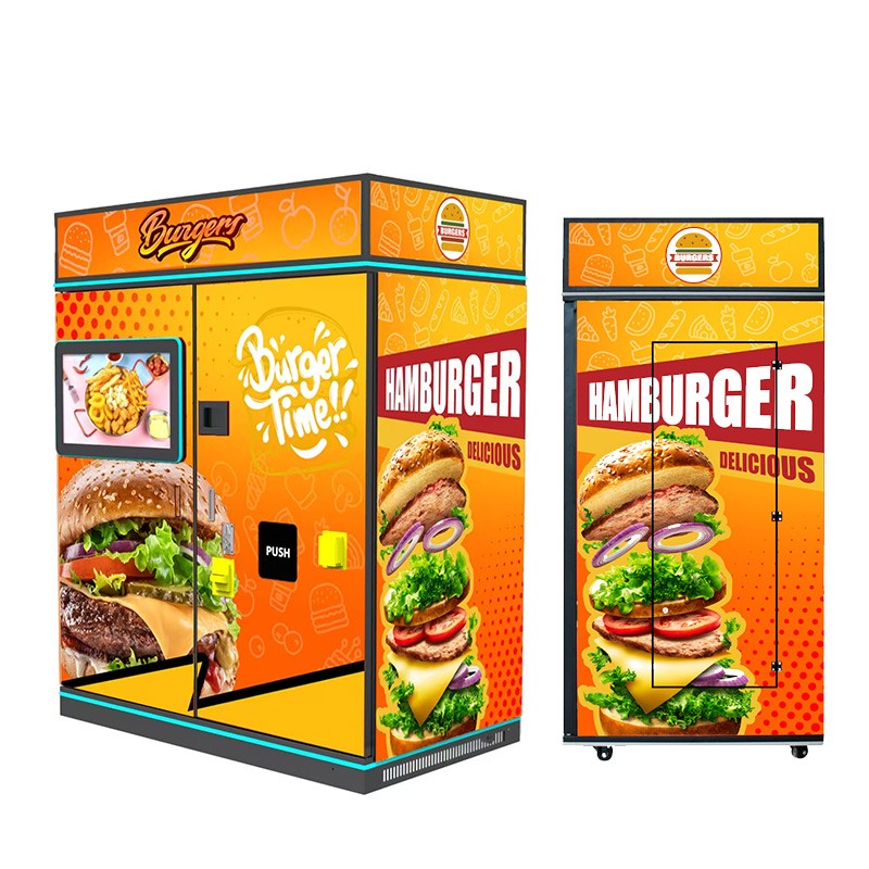 High-Efficiency 2025 Manufacturer's New Large Screen Breakfast Vending Machine Burger Option Large Display High-Security