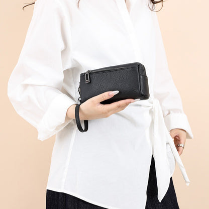 100% Genuine Cow Leather Wallet Purse Luxury Handbags Women Bags Designer Ladies Clutches Bags for Women Top Quality Phone Sac