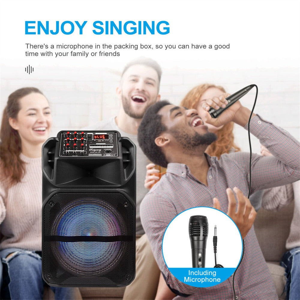 Caixa de Som Bluetooth Portátil 9000W Subwoofer 15” Graves Potentes Sistema de Festa AUX & Microfone Luz LED Karaokê de Alta Qualidade e Som Alto