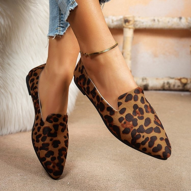 Loafers Flats Leopard Pointed Toe Casual Women Shoes New Comfortable Walking Mujer Zapatos:Wear-resisting
