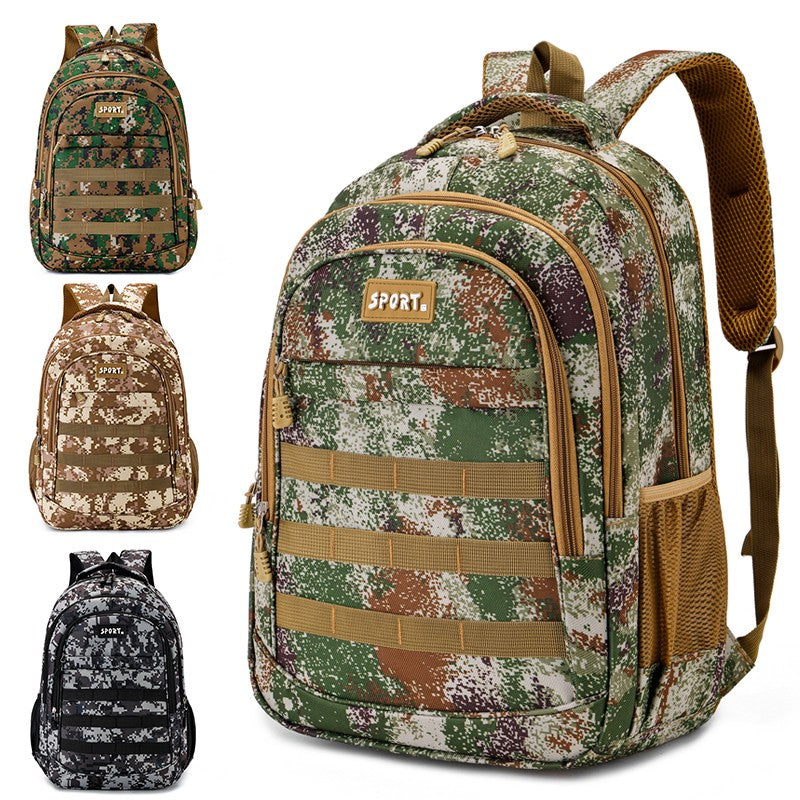 Mochila camuflada unissex | bolsa de viagem multi-bolso, adequada para atividades ao ar livre e viagens curtas - mochila de trilha preta