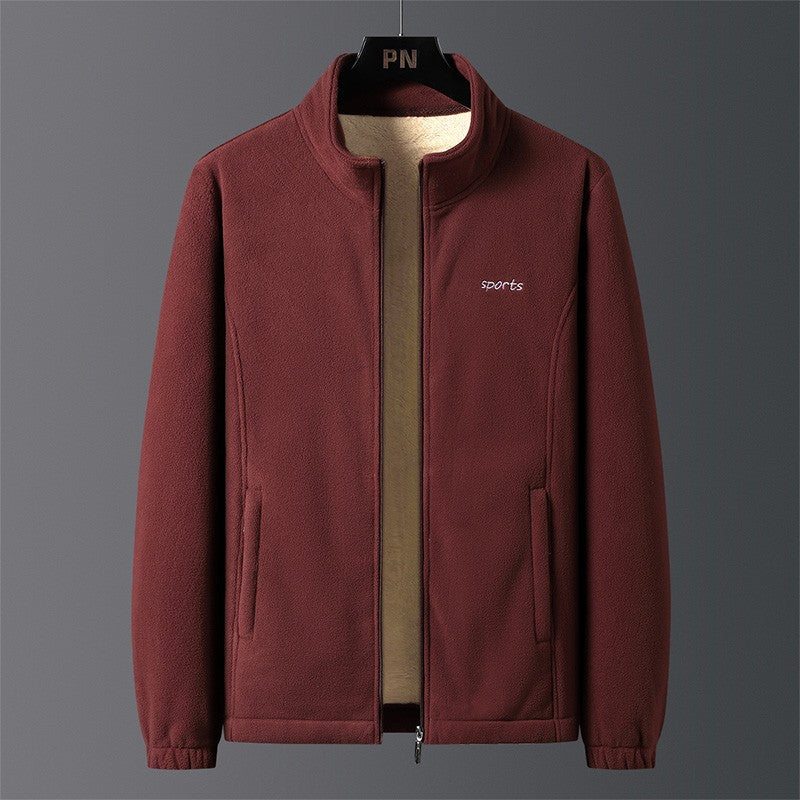 Jaqueta Masculina de Algodão Gola Alta, Espessa, Lã de Cordeiro, Confortável, Quente, Respirável, Corta-Vento, para Pesca de Lazer no Inverno