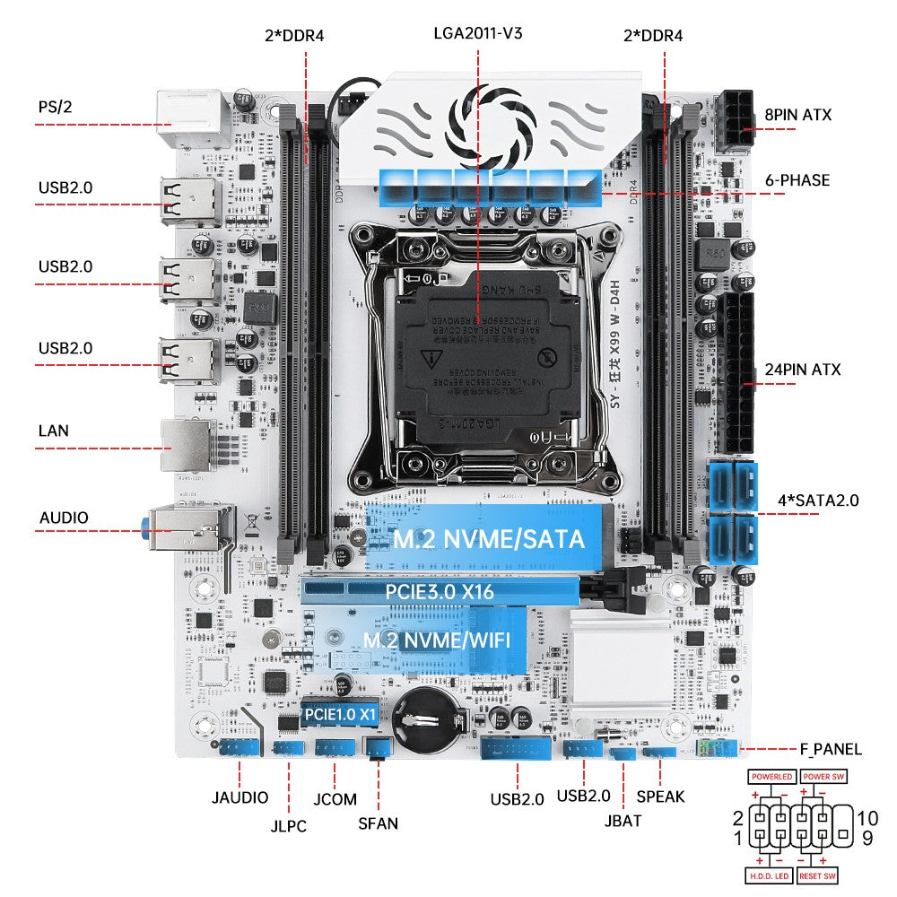 Kit de placa-mãe SOYO X99 Gaming com CPU Xeon E5 2650 V3 e memória DDR4 16G*1 2133MHz NVME PCIE3.0 SATA para computador de mesa