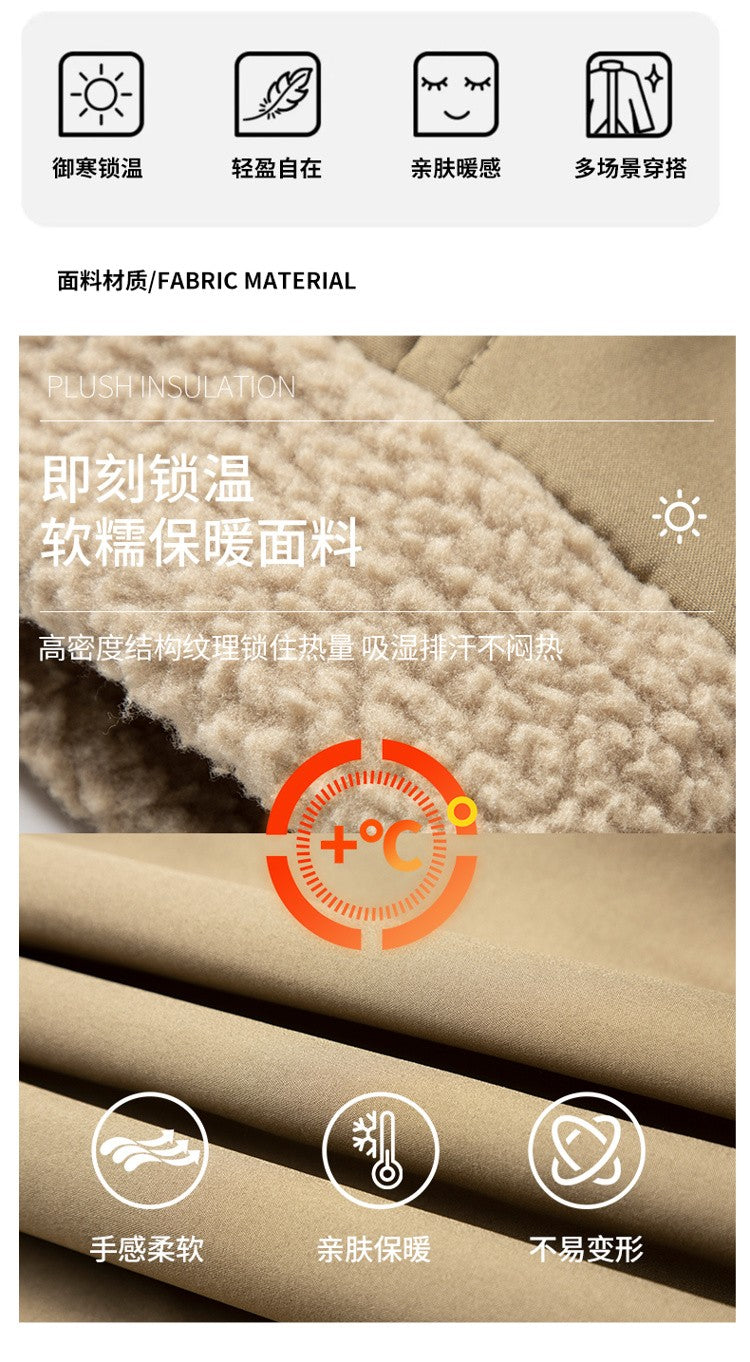 Maxbarley 2025 Winter Cotton Padded Jacket Men Brand Trendy Lambskin Cold-proof Windproof Jacket Casual Camping Ski Fleece Parka