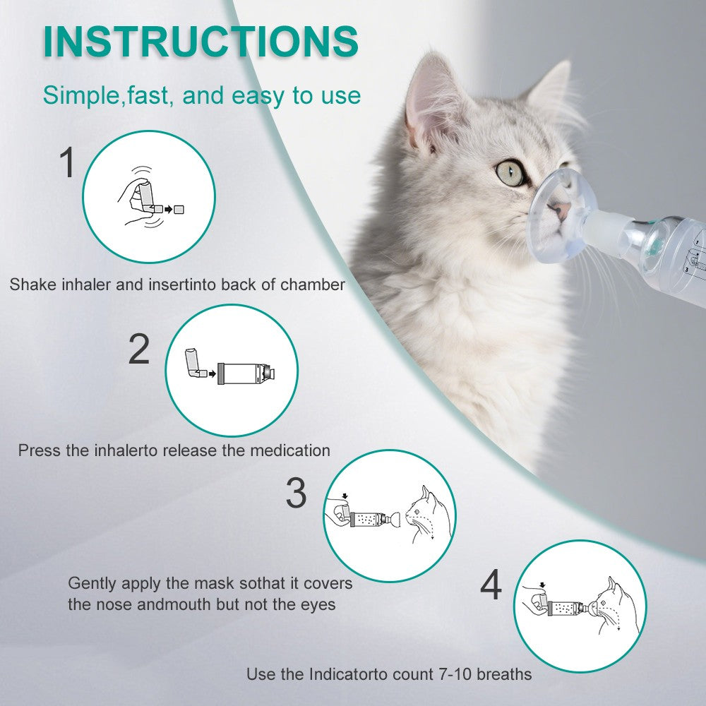 Câmara de Aerossol Felino Cão de Estimação Portátil Inalador Espaçador com Indicador de Respiração Máscara de Silicone para Equipamento Veterinário Clínica Veterinária
