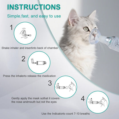 Câmara de Aerossol Felino Cão de Estimação Portátil Inalador Espaçador com Indicador de Respiração Máscara de Silicone para Equipamento Veterinário Clínica Veterinária