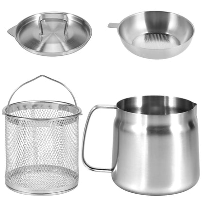 Pote para Filtro de Óleo 1,5L/2L Fritadeira com Cesto Panela Fritadeira de Aço Inoxidável com Cesto para Massas Cesto para Frango Frito