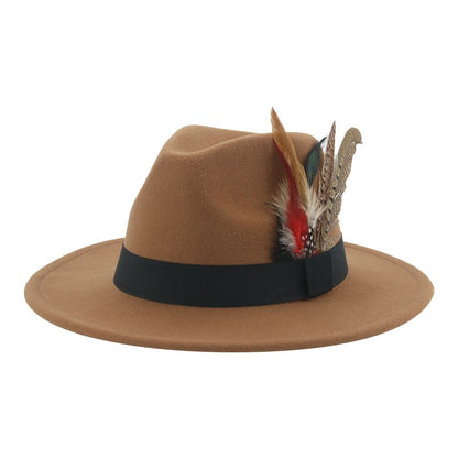 Chapéu Fedora Inverno Feminino Chapéus Masculinos Chapéu de Feltro Pena Luxo Moda Casual Decoração Casamento Homens Mulheres Fedora Chapeau Femme Touca