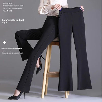 Spring Autumn New Bootcut Pants Women's Slimming Versatile Korean Style Loose-fit Fashionable Trousers Drop Leg Bell Pants Women