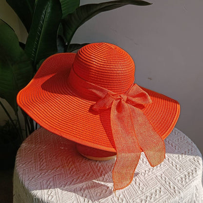 Chapéu de Palha Dobrável de Praia Proteção UV Chapéu de Sol Aba Larga para Viagem ao Ar Livre Férias Chapéu de Praia Dobrável chapéu de sol para mulher