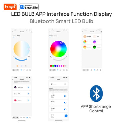 Bluetooth Remote Control LED Night Light Bulb E27 RGB 220V 15W Dimmable LED Lamp For Bedroom Decor Work With Tuya Smart Life APP
