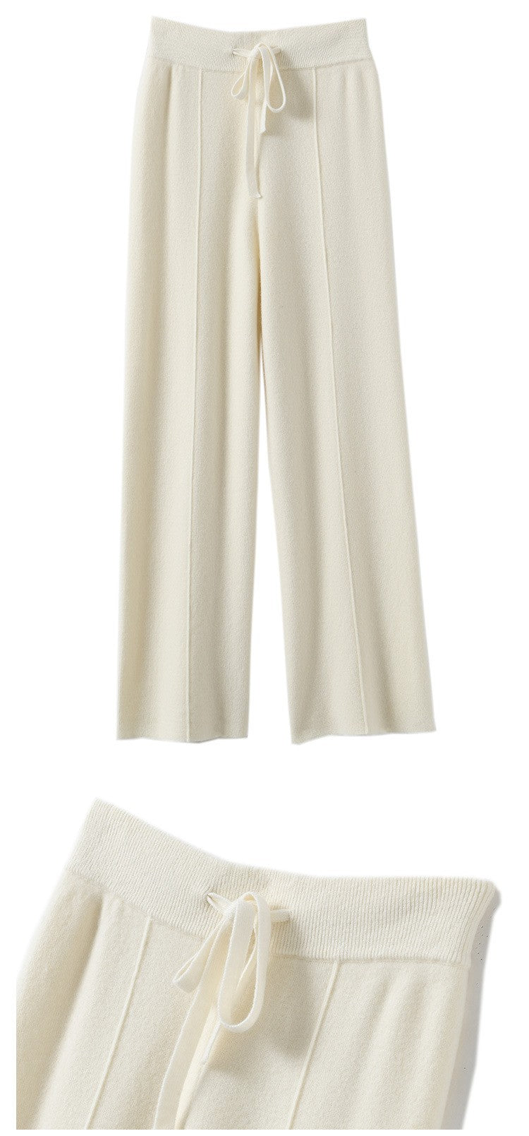 Women's High waisted warm knit wide leg straight leg pants for women, solid color loose wide leg pants