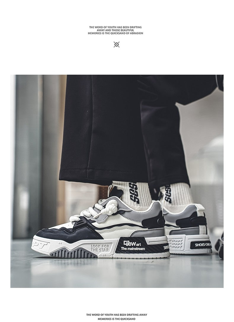 Men's Trendy Skate Shoes, Comfy Non Slip Casual Lace Up Sneakers For Men's Outdoor Activities