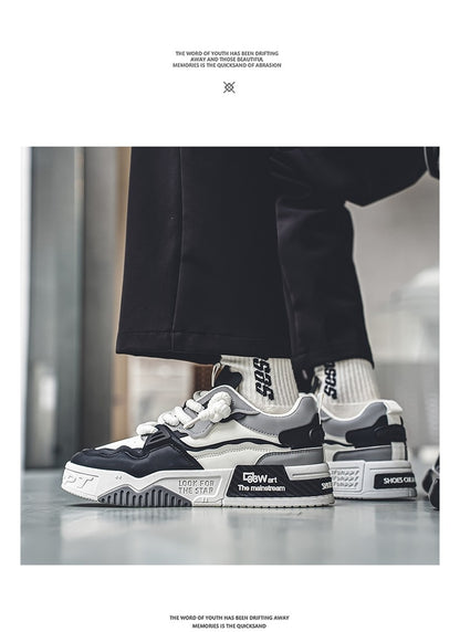 Men's Trendy Skate Shoes, Comfy Non Slip Casual Lace Up Sneakers For Men's Outdoor Activities