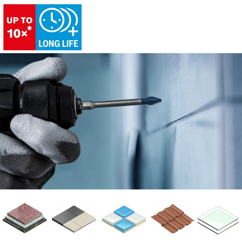 BOSCH EXPERT HEX-9 Broca de cerâmica dura, vida útil 10 vezes mais longa, alta dureza do material, broca de pedra 2608900590 2608900588