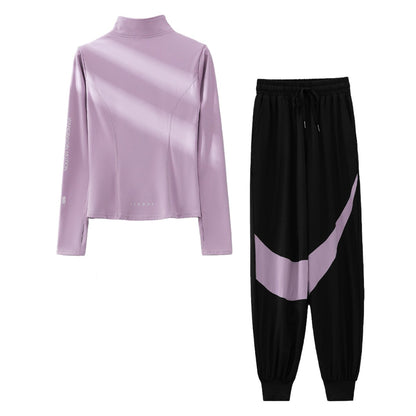 DRUR Yoga Set for Women 2 Piece Lightweight Loose Fit Sportswear Outfits Breathable Tops Pants Suit Running Clothes Autumn New