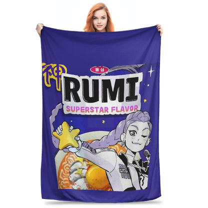 Huntrix Zoey Rumi Mira Blanket Cover Flannel KPop Demon Hunters Lightweight Throw Blankets for Outdoor Travel Bed Rug