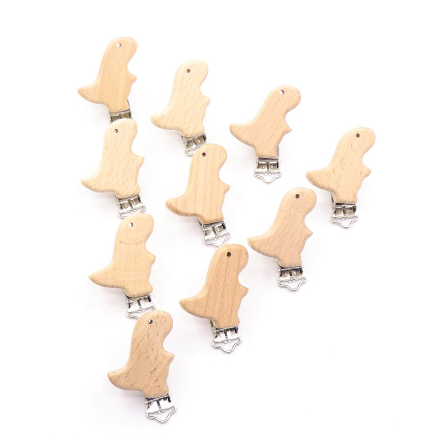 5Pcs/Sets Baby Pacifier Clips BPA Free Cute Modelling Beech Pacifier Clip Baby DIY Cartoon Animal Wooden Log Nipple Chain Holder
