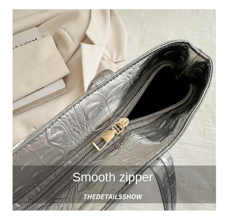 Fashion Casual Women Shoulder Bags Silver Gold Black Crocodile Handbag PU Leather Female Big Tote Bag Ladies Hand Bags Sac