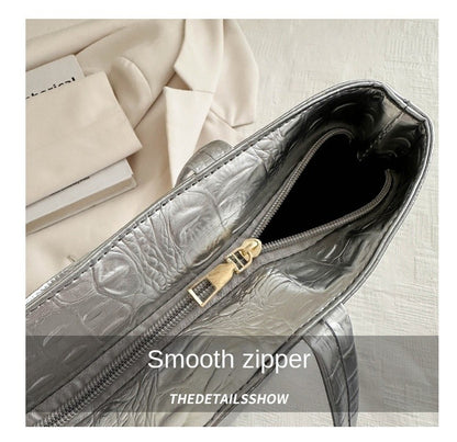 Fashion Casual Women Shoulder Bags Silver Gold Black Crocodile Handbag PU Leather Female Big Tote Bag Ladies Hand Bags Sac