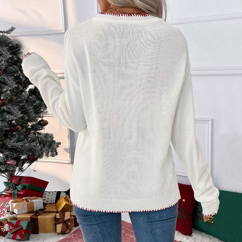 Autumn and winter new European and American fashionable loose long sleeved round neck pullover Christmas sweater