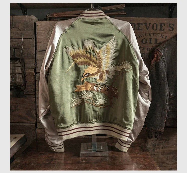 Non Stock Suka Reversible Souvenir Jacket Embroidered Sukajan Baseball Outerwear