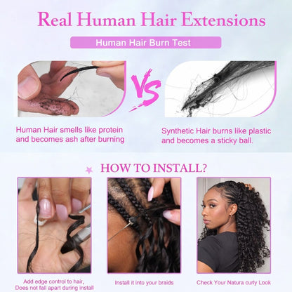 12A Small Spirals Curly Crochet Human Hair Extensions Deep Pixie Curls Crochet Hair Pre Separated Knotless For Braiding Twist