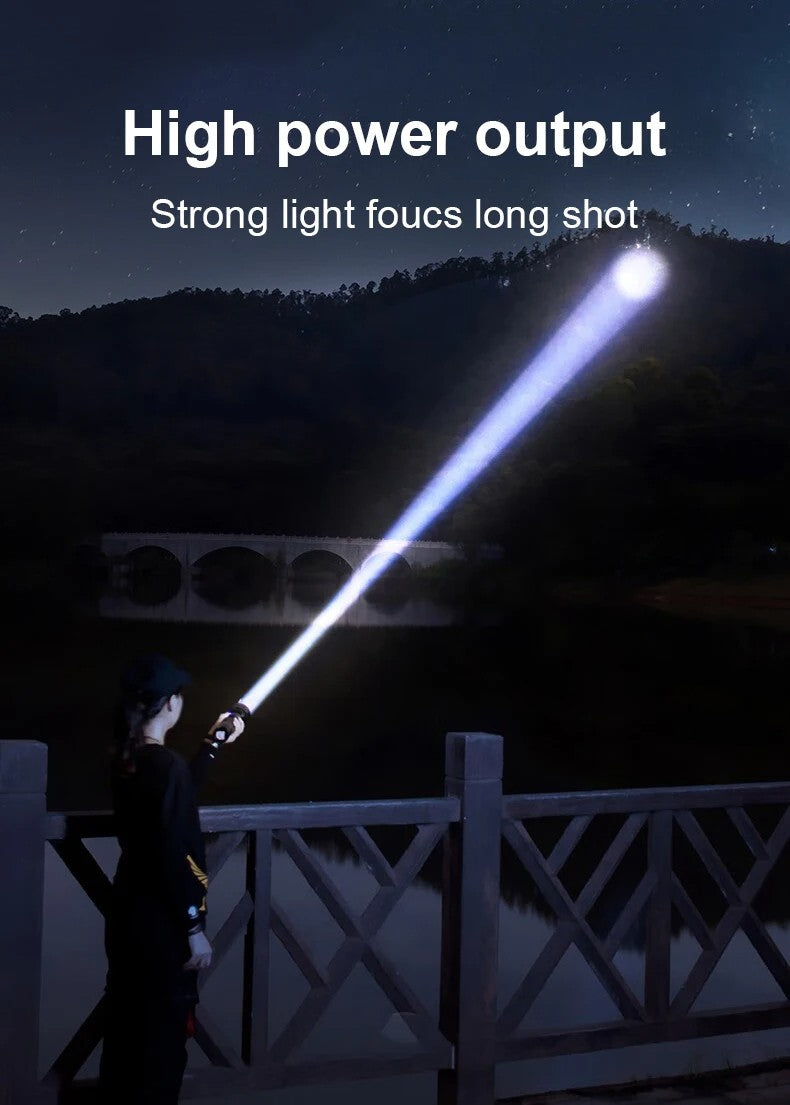 Super Bright Flashlight 10000000LM Torch High Power LED Flashlights Zoomable Lantern Rechargeable Lamp Magnet Tactical Lantern