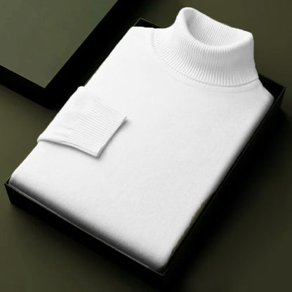 Autumn Mens High Quality Knitted Turtleneck Sweater Winter Long Sleeve Breathable Pullover Large Solid Color Warm Streetwear