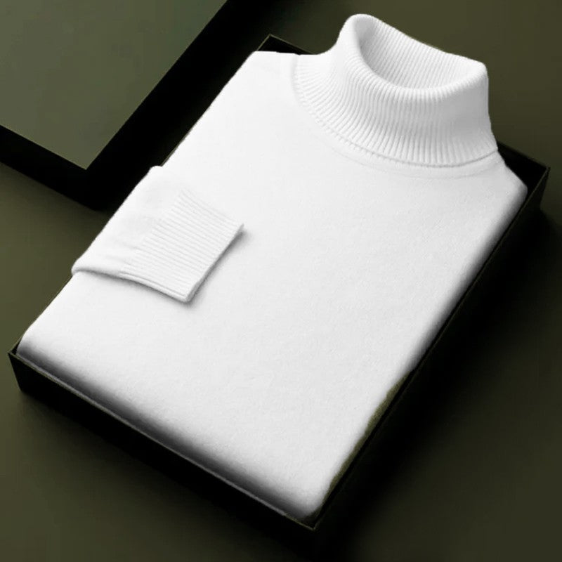 Autumn Mens High Quality Knitted Turtleneck Sweater Winter Long Sleeve Breathable Pullover Large Solid Color Warm Streetwear