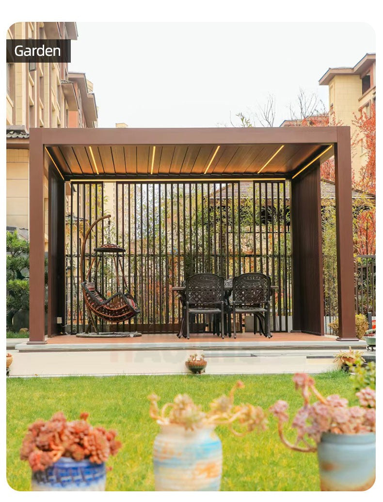 Outdoor Garden Gazebo Sun Room Waterproof Aluminum Pavillion 4x3 3x6 Electric Metal Louvred Pergola Bioclimatica roof Customized