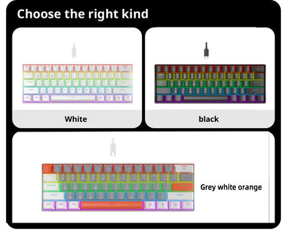 K61 Wired Mechanical Keyboard 10 Kinds of Colorful Lighting Gaming and Office For Microsoft Windows and Apple IOS System