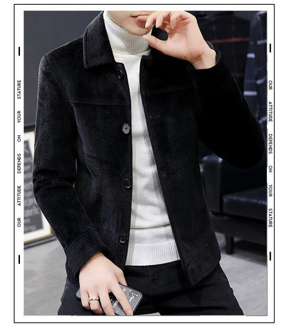 Autumn Winter Short Woolen Coat Merino Wool Men Korean Mink Imitation Jacket Trendy Heavy Clothes Mens Overcoat Heren Jas