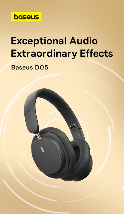 Fone de Ouvido Sem Fio Baseus Bowie D05 Bluetooth 5.3 Fone de Ouvido Nível HIFI Driver de 40mm Dobrável Over Ear 70 Horas de Duração