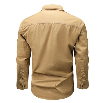 Spring Men Cargo Cotton Long Sleeve Shirts Man Casual Breathable Tactic Shirts Male Multi Pocket Outdoor Blouses Work Shirts 5XL